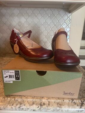 Jambu Women's Burgundy Mary Jane Flats with Strap